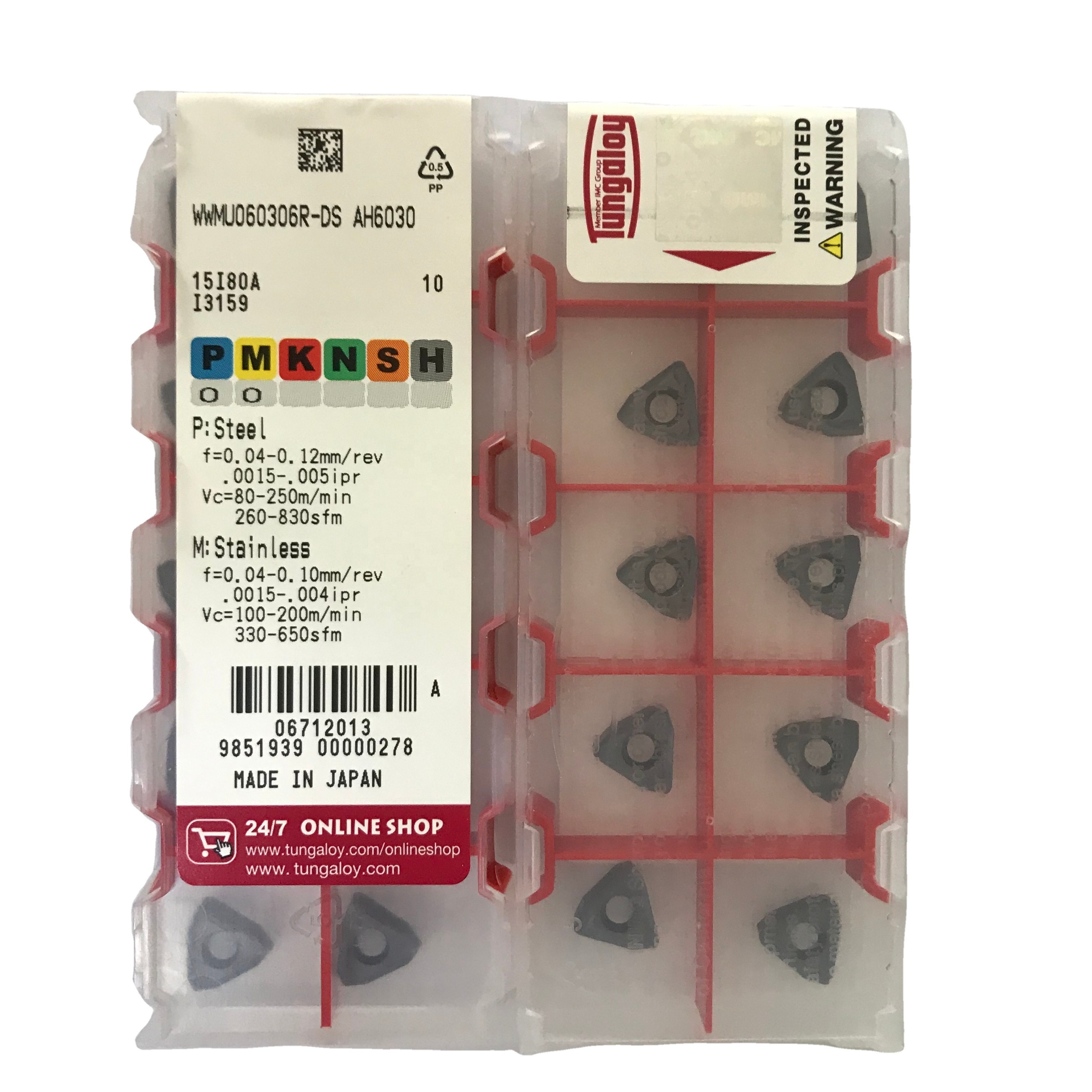 WWMU060306R-DS AH6030 DS Chip Breaker for Stainless and Low Carbon Steel