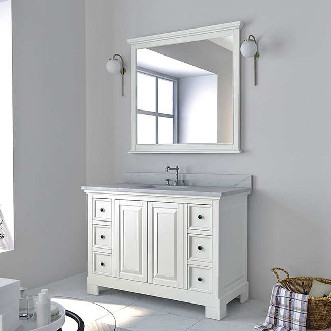 High Quality 48 Inch Morden Style Wooden Bathroom Cabinets Marble Top Bathroom Vanity With Sink