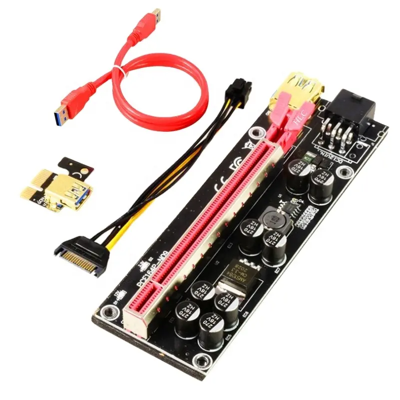 009s plus 8 Capacitors PCI-E 1X to 16X 2021 Newest LER Riser Card Extender PCI Express Adapter USB 3.0 Cable Power