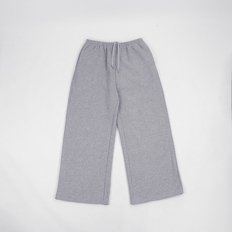 Customizable Cotton & Fleece Grey Wide Leg Sweatpants for Men