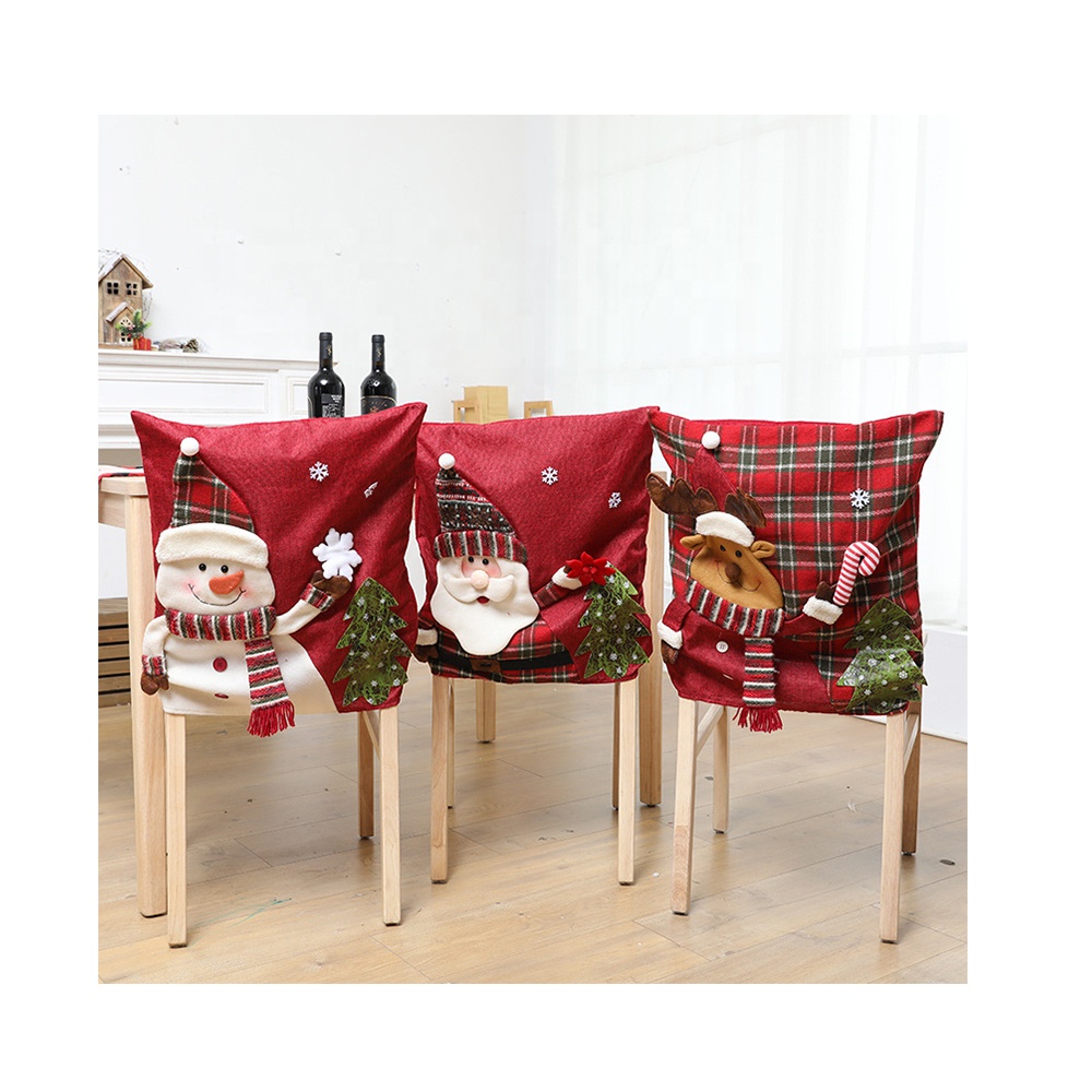 2021 Wholesale Christmas Decorative Cartoon Santa Chair Back Covers Xmas Chair Cover