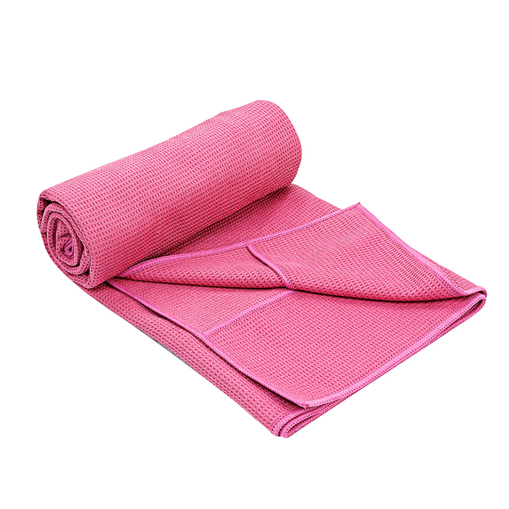 Quality multifunctional anti slip absorbent microfiber hot yoga towel waffle texture with corner pocket