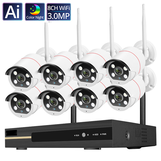 8CH 3MP Wi-Fi система видеонаблюдения на открытом воздухе H.265 беспроводной аудио IP камера Встроенный микрофон системы видеонаблюдения