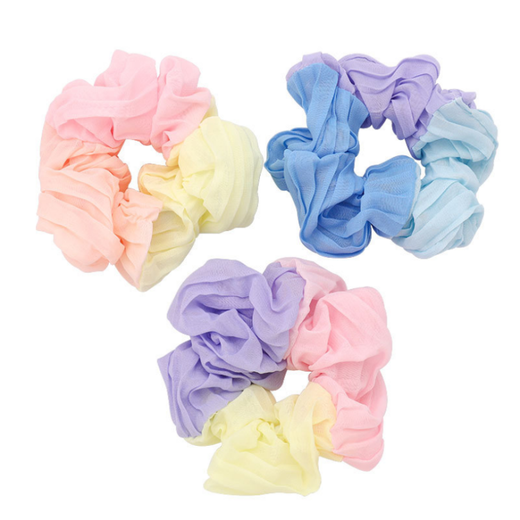Customized hair accessories new European and American chiffon three color matching large intestine hair holder