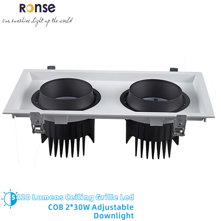 RONSE China Factory High Quality Ceiling Recessed Grille Light Intelligent Driver IC 5420 High Lumens Cob Grille Down Lighting