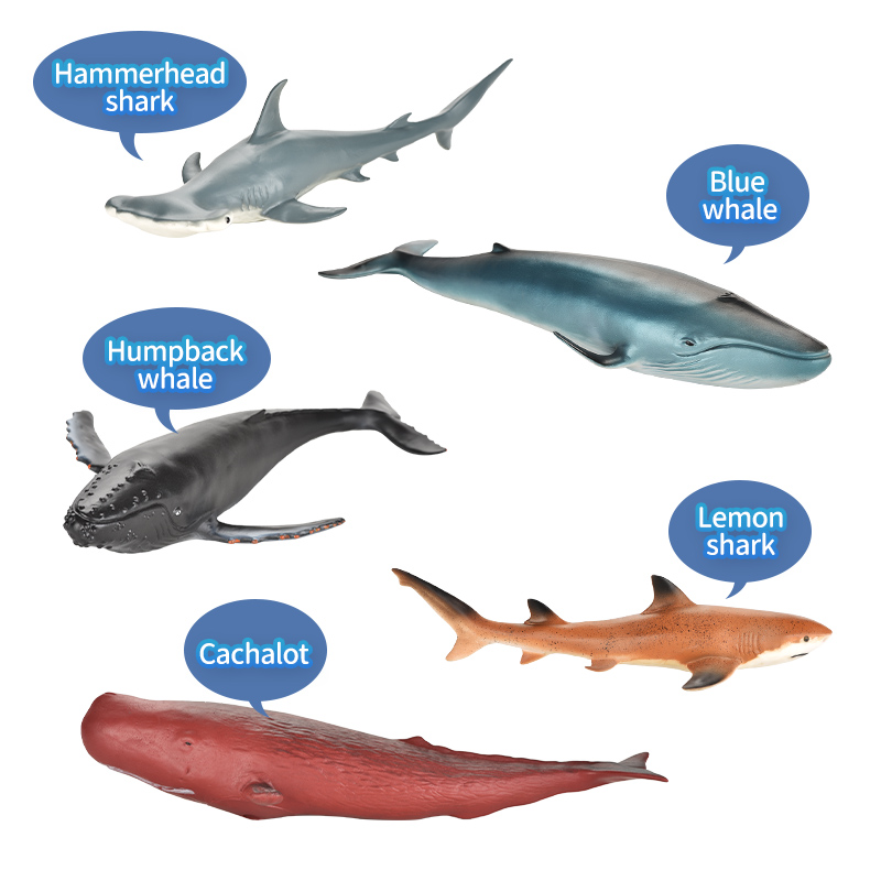 Animal Toy Set PVC Simulation Marine Animal Model Marine life Blue whale hammerhead sharks Figure Toys for Kids
