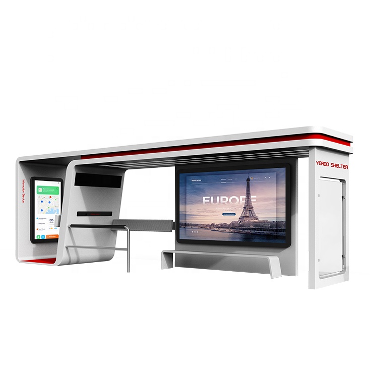 High-quality Modern Aluminum Plate Structure Smart Bus Shelter Public Intelligent Bus Station Design