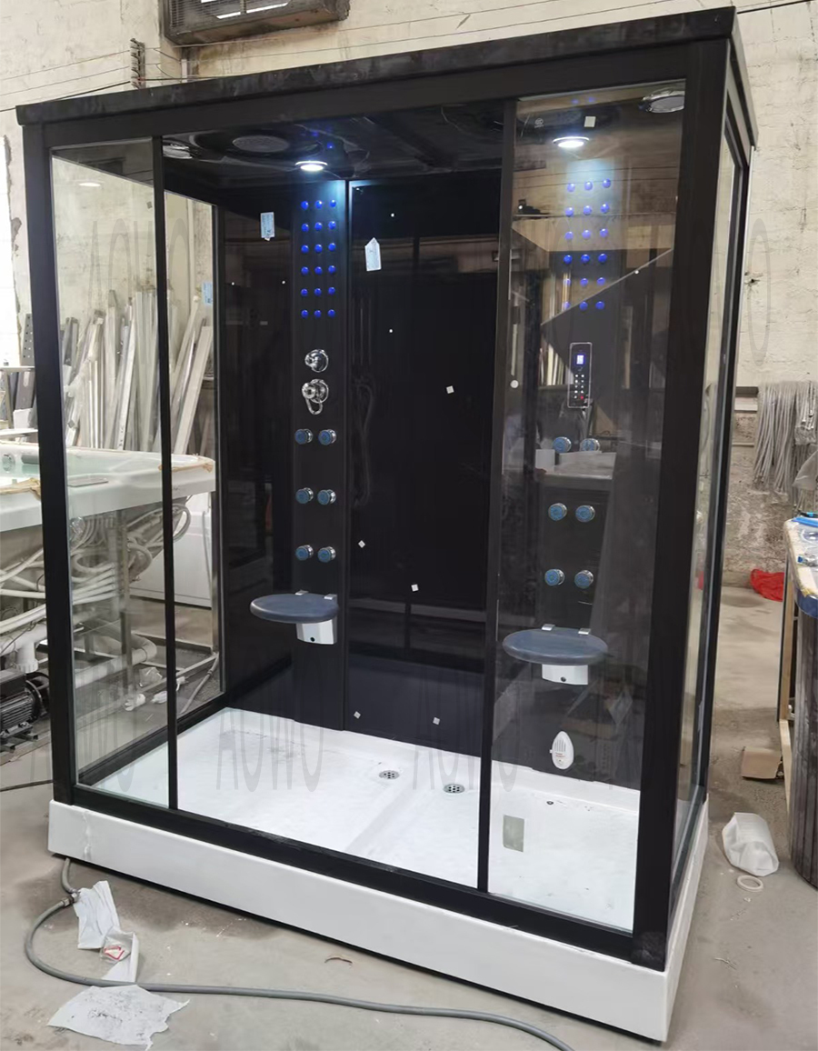 Custom steam shower room top black wet steam room outdoor spa sauna prefab bathroom unit vichy shower cabine de douche 2 person