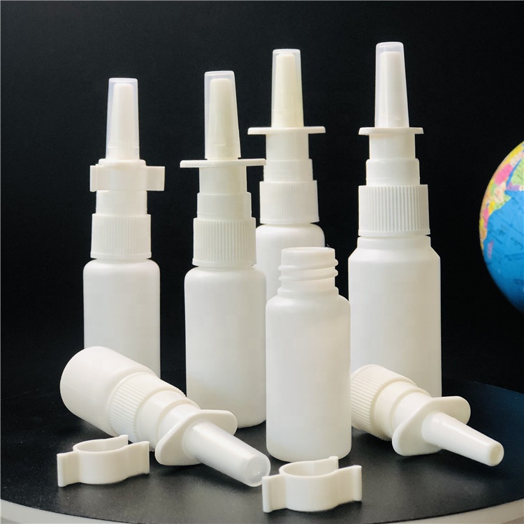 Nasal spray bottle 30ml 10ml 15ml 20ml HDPE Empty White Oral Nasal Throat Mist Spray Bottle for Pharmaceutical Packaging