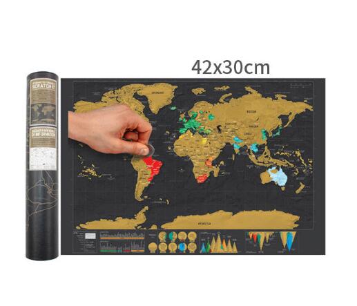 Маленькая черная скретч-карта мира 16,5 "по 11,8" Акция в продаже