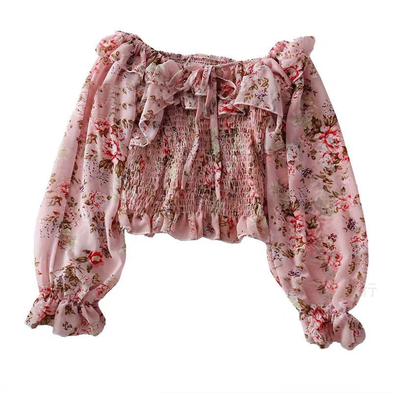 French Design Women Fashion Sequined Short Blouse Tops With Bow 2021