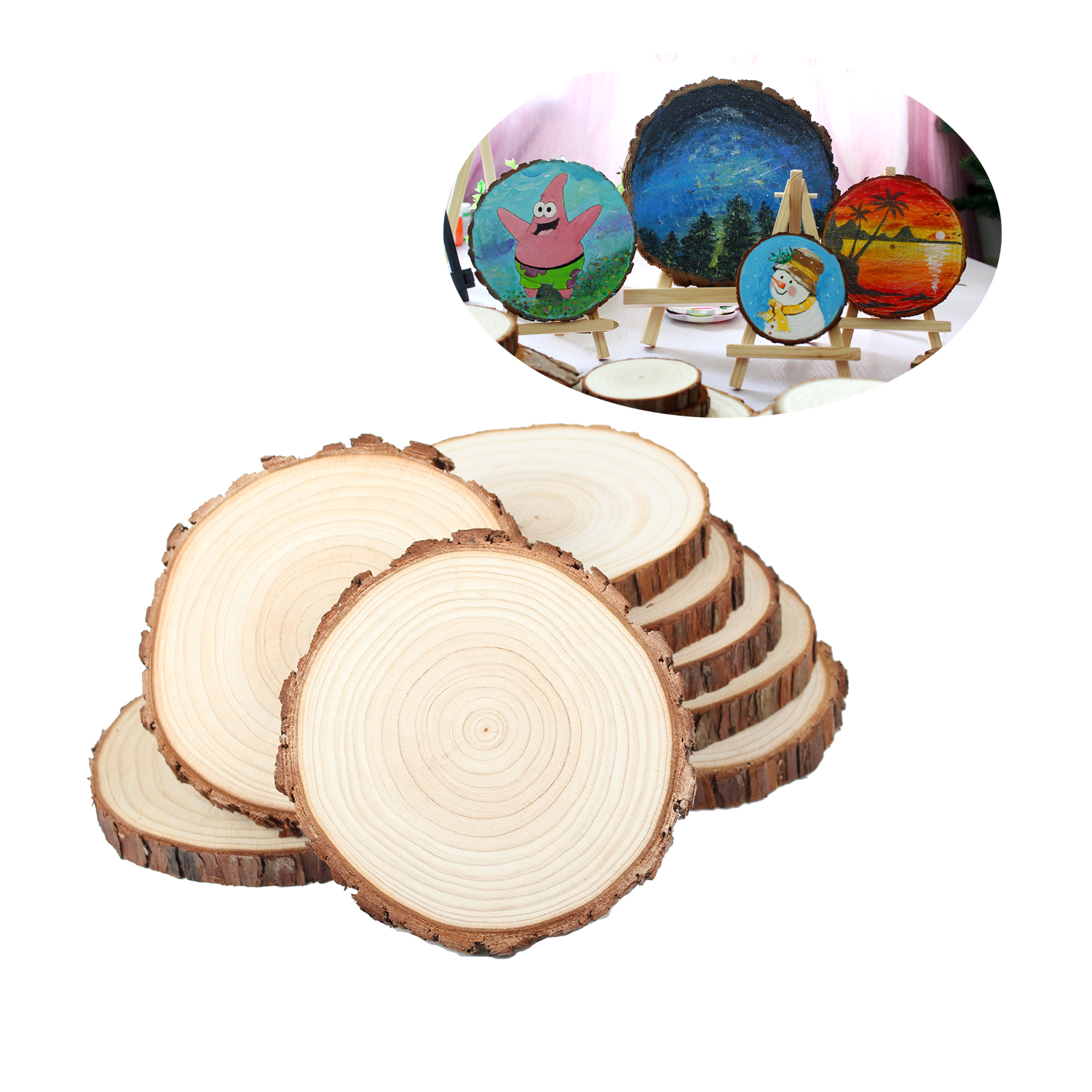 DIY painting Craft Unfinished wood circle , Wood Panel Art Natural Slices, Wood slice Christmas Tree Ornament