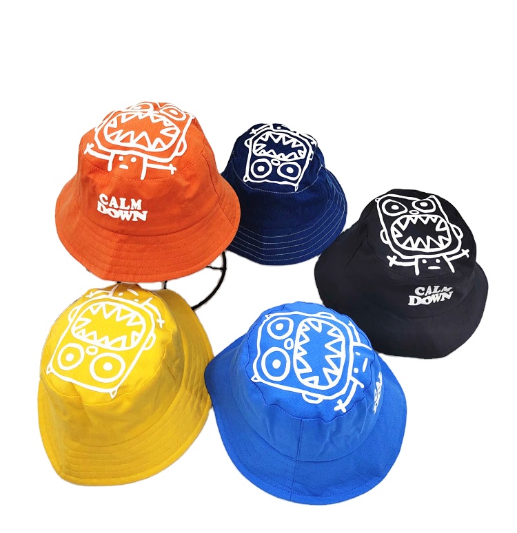 2021 new design kids bucket hats custom logo printing cool boys summer hats