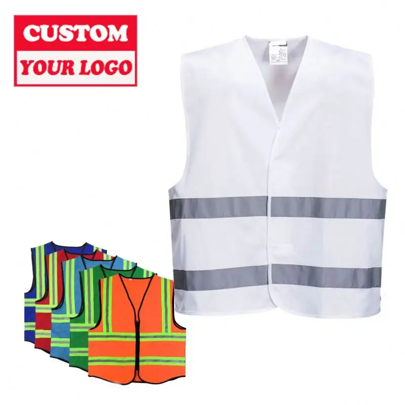 Custom Logo Pocket Work Construction White Safety Vest Safety Jackets Personalized Safety Vest With Pockets