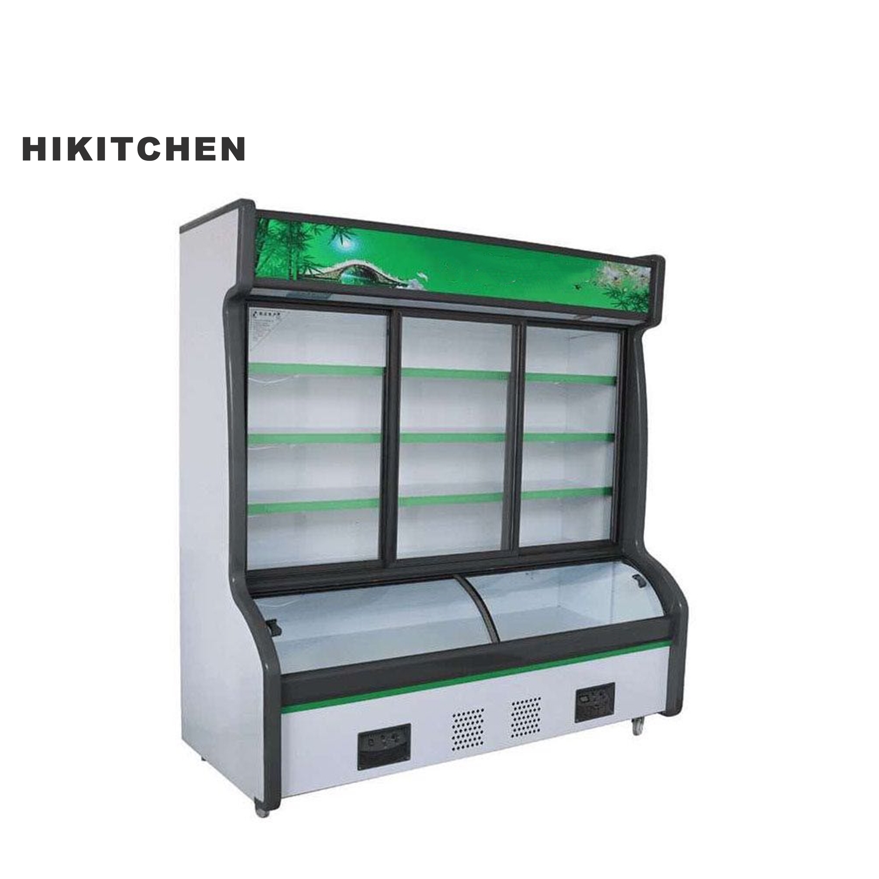 Морозильная камера Hikitchen со стеклянной дверцей для супермаркета, мороженого, мяса, рыбы
