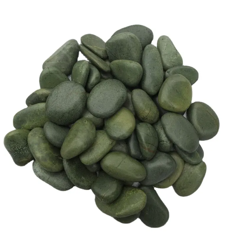 Direct Factory Size 3-5CM Polished Green Pebble  Loose  River Stone for Landscaping