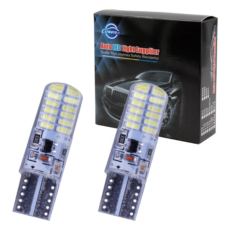 Светодиодная силиконовая лампа 12 В, 2 режима, T10 194 168 W5W 3014 24 SMD 24 LED