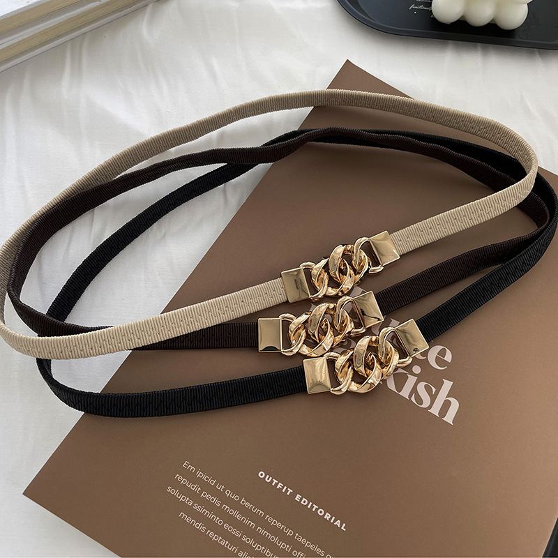 Simple elastic thin belt ladies waist skirt shirt belt elastic all-match metal buckle