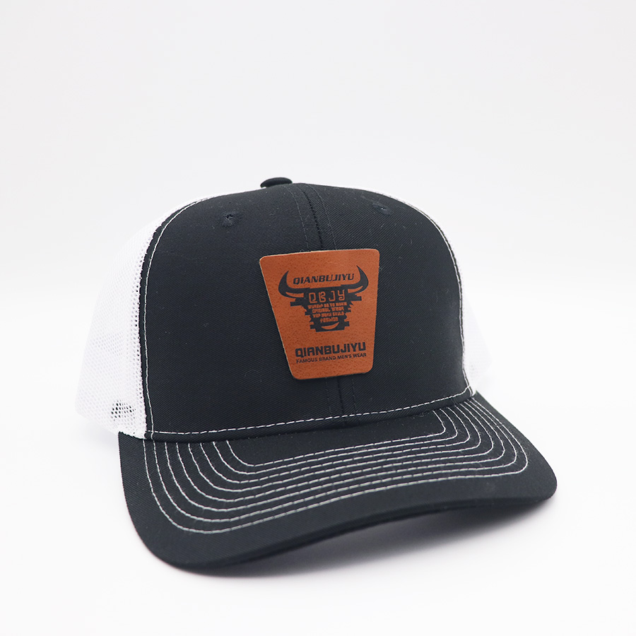 Camo Old School Camo 5 Panel Roped Trucker leather patch Richardson 112 Trucker Hats Caps