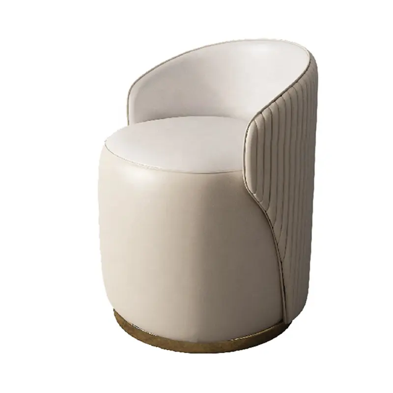 High-quality modern light luxury simple PU leather bedroom stainless steel titanium gold makeup stool