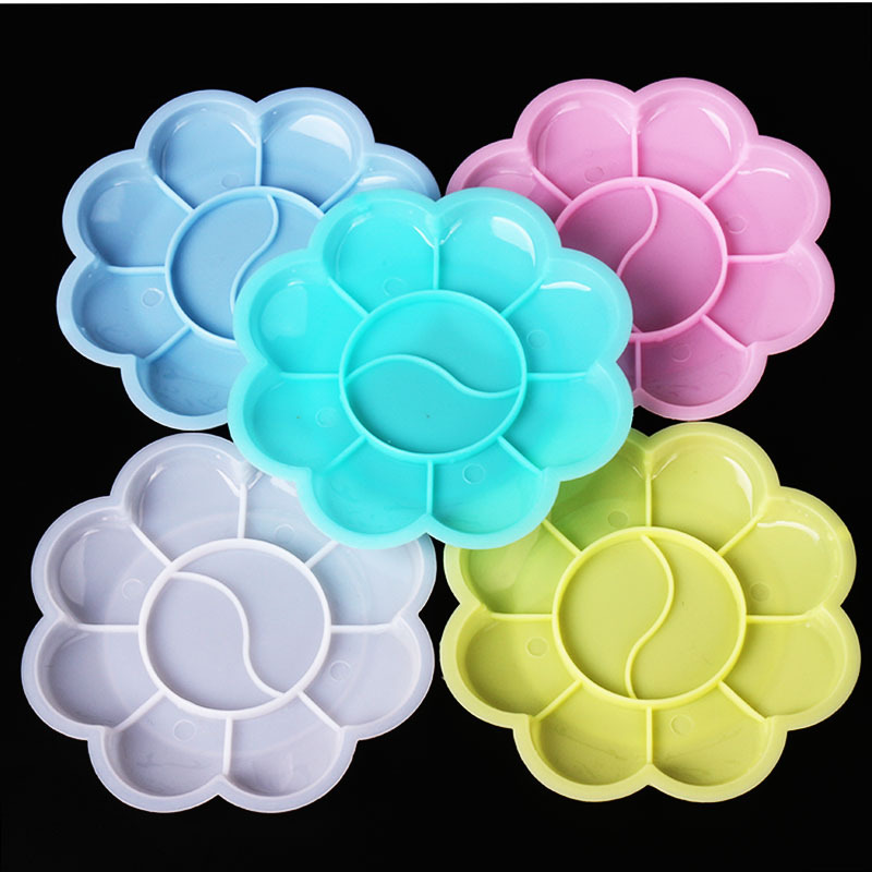 Ceramic Paint Palette Artist 7 Well Flower Palettes Painting Oil Watercolor Mixing Trays for Kids