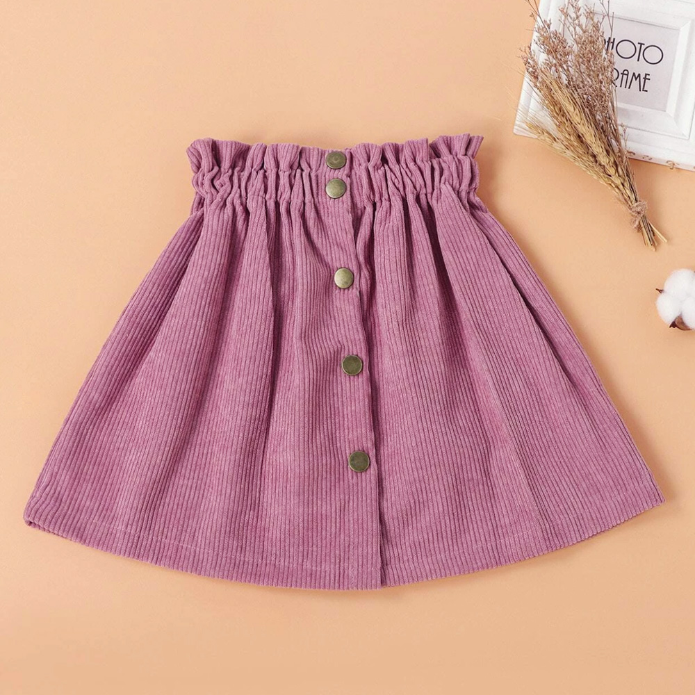 2021 New Fashion Autumn Winter Corduroy Skirt Children Girls Solid Button Down Kids Skirt