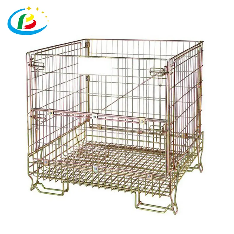 Heavy Duty Wire Mesh Pallet Merchandise Warehouse  Wire Cage Metal Box Storage Container for Logistics Industry