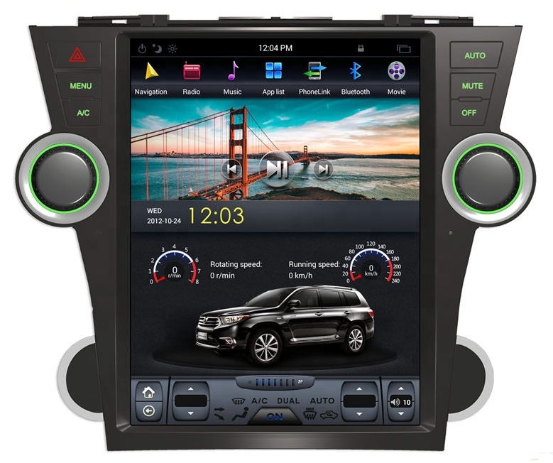 12,1 дюймовый вертикальный автомобильный DVD-плеер tesla style Android 9,0 GPS для HIGHLANDER 2009-2013 PX6 CARPLAY Радио Навигация стерео