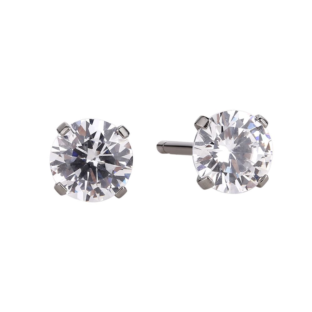 Wholesale Round Clear Stainless Steel Cubic Zirconia Post Earrings Studs 3mm-8mm CZ Diamond Zirconia Earrings Cubic Jewelry 2020