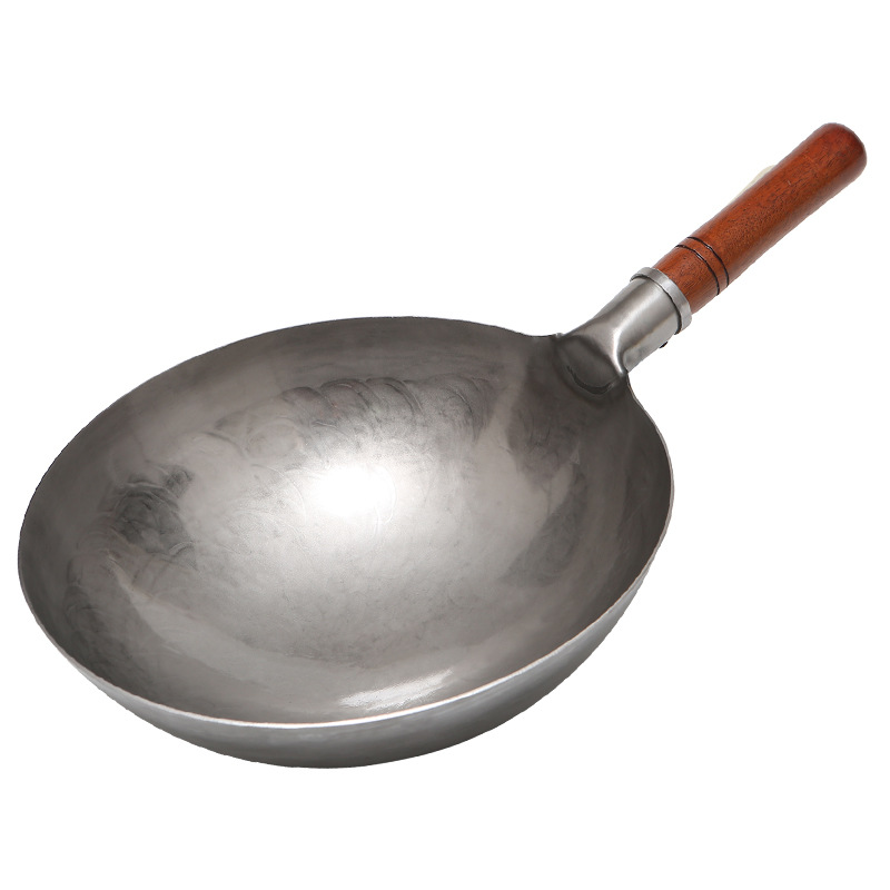 Traditional forged old-fashioned pig iron wok non-stick cast iron wok Chinese handmade round bottom wok uncoated gift pan