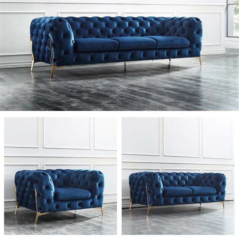Бархатный диван Chesterfield, набор диванов с алмазной кнопкой, мебель для гостиной
