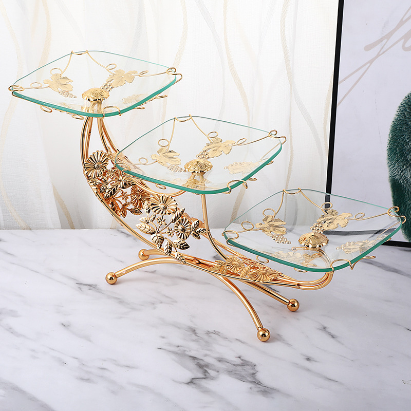 European classic wind tempered glass fruit plate wedding dessert table decoration plate