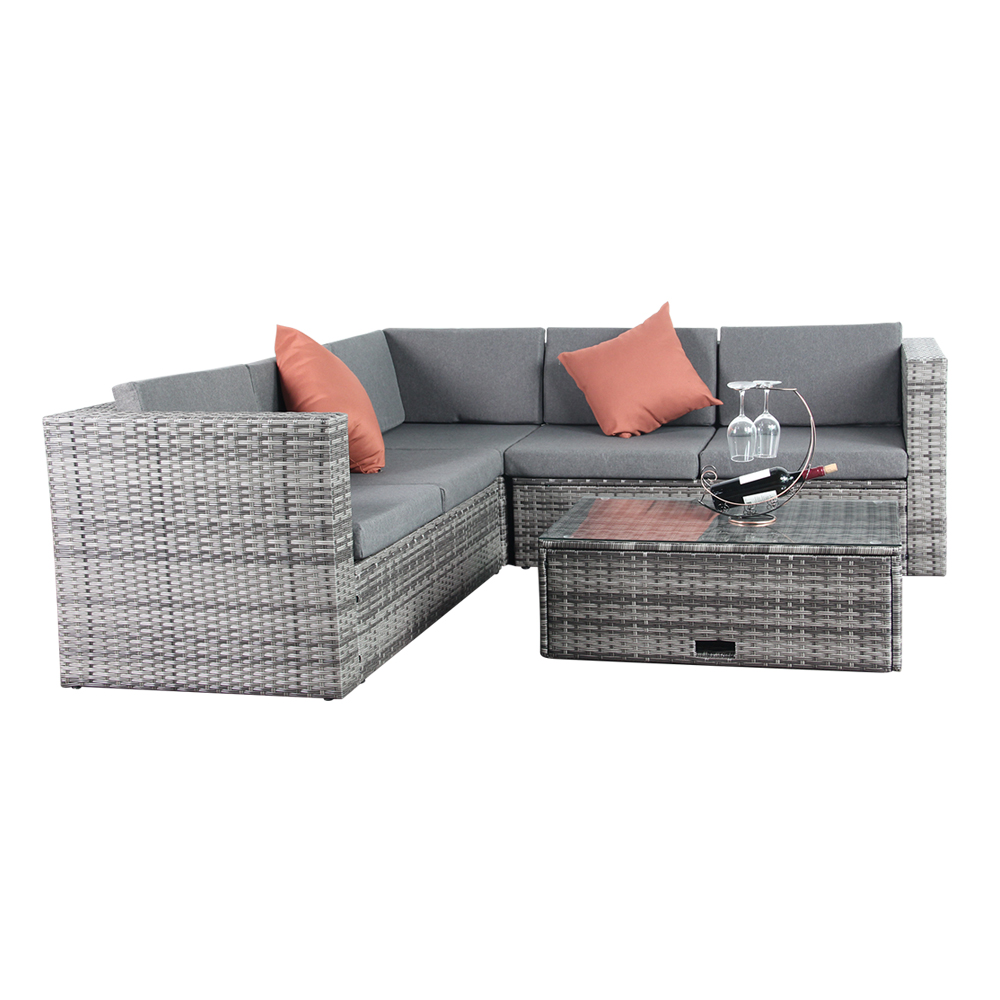 4 Pieces Outdoor Wicker Rattan Furniture Rattan Sofa Set Garden Sofa Furniture