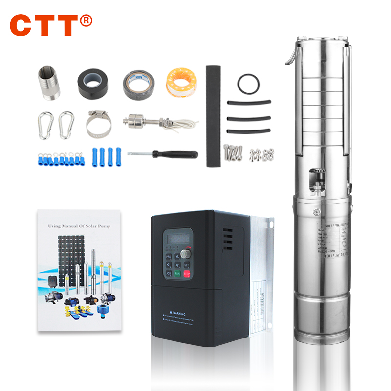 120m submersible irrigation 7.5hp well solar water pump system with large head