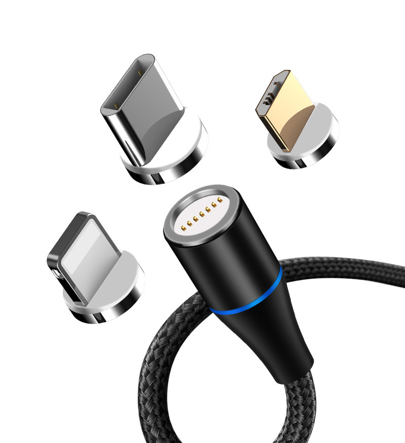 Плетеный 3 в 1 Магнит зарядного 3A 5A QC3.0 Быстрая зарядка USB Магнитный кабель для зарядки Micro usb