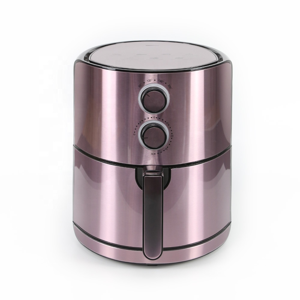5.8QT 5L Stainless Steel Hot Air Fryer One Touch Presets With Recipes Book