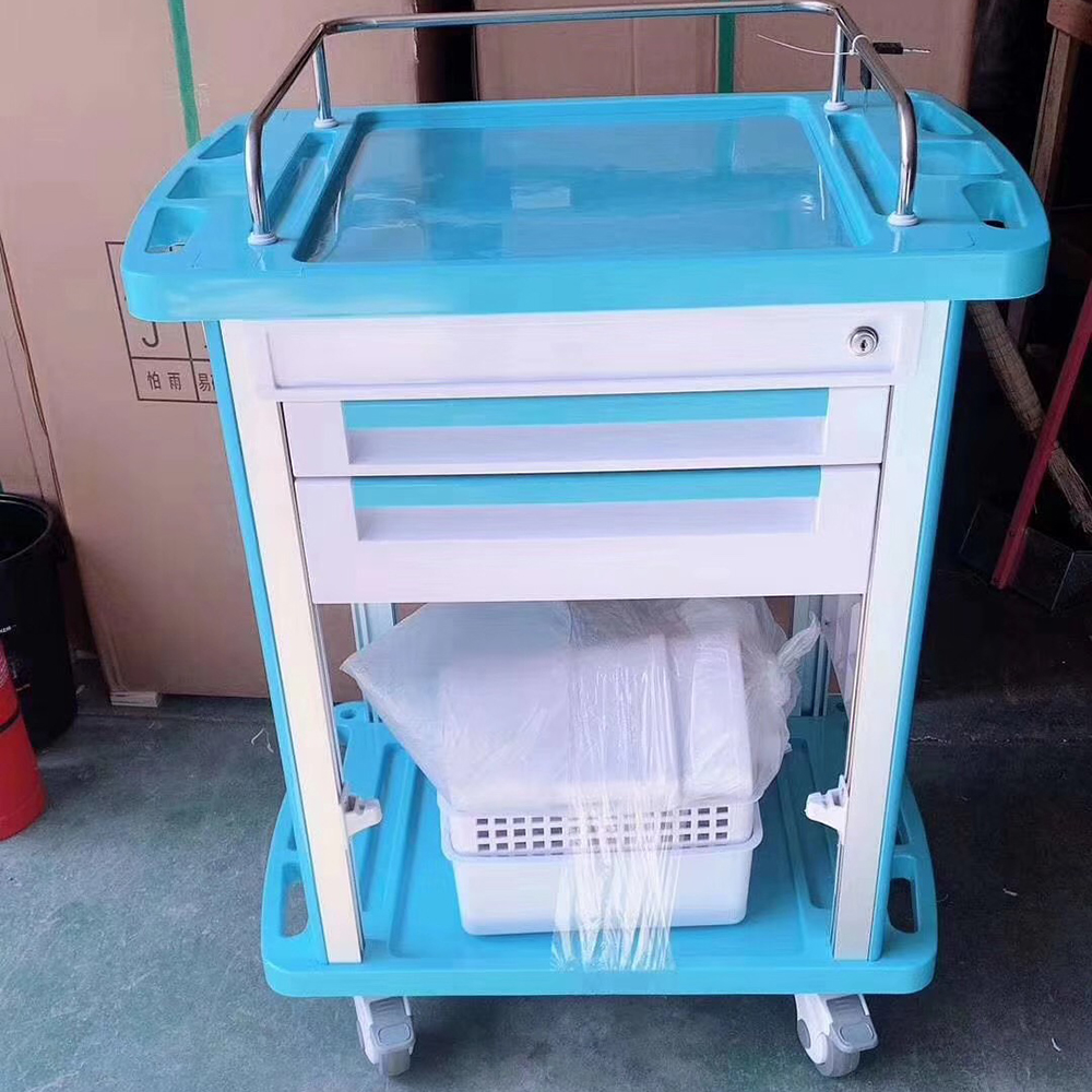 multifunctional clinical Hospital medical table treatment crash cart with wheels,abs emergency equipment waste medicine trolley