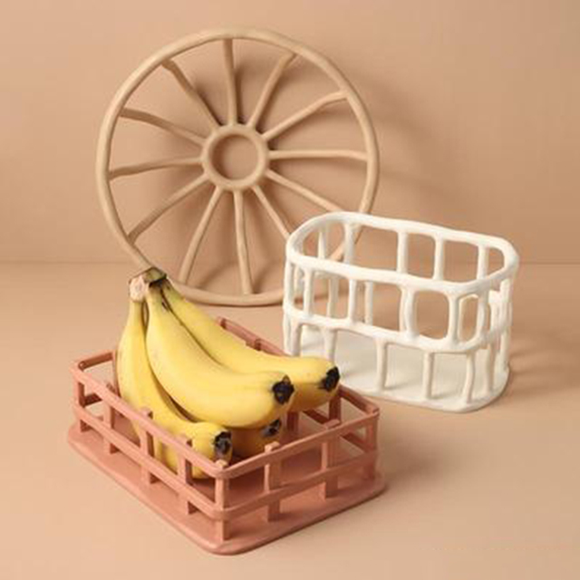 Скандинавский креативный стиль, фруктовая тарелка Morandi, полый ящик для хранения, полимерные поделки, домашний декор