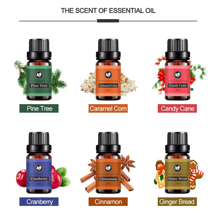 Christmas Essential Oil Gift Set 6 Pcs Custom Private Label 100% Pure Aromatherapy Diffuser Essential Oil