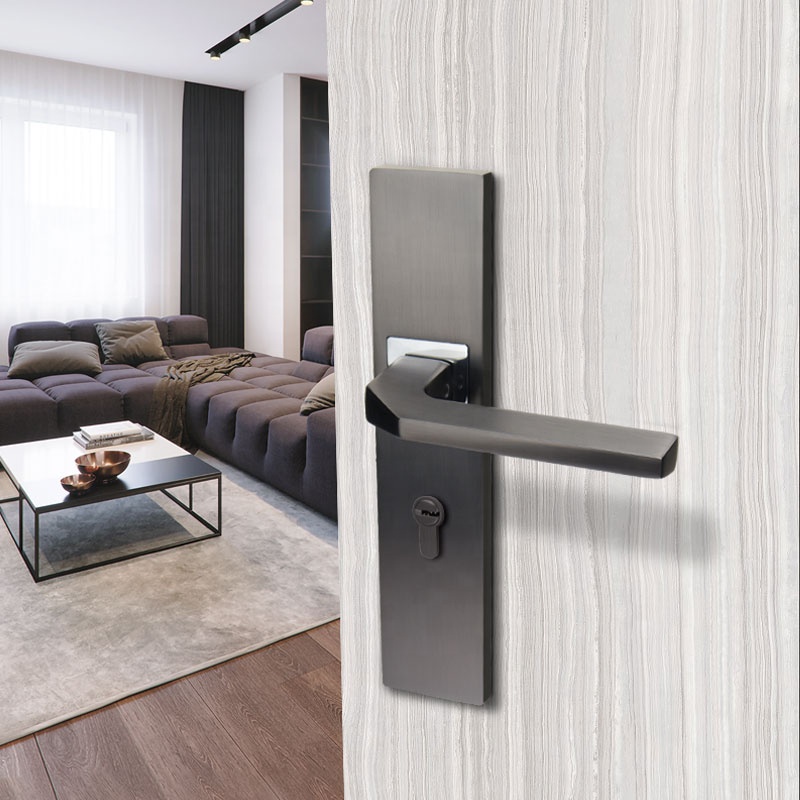 Yonfia A8090P25 Rts New Design Aluminum Alloy door Handle Black Brushed Nickel Hardware door Locks Handle On plate