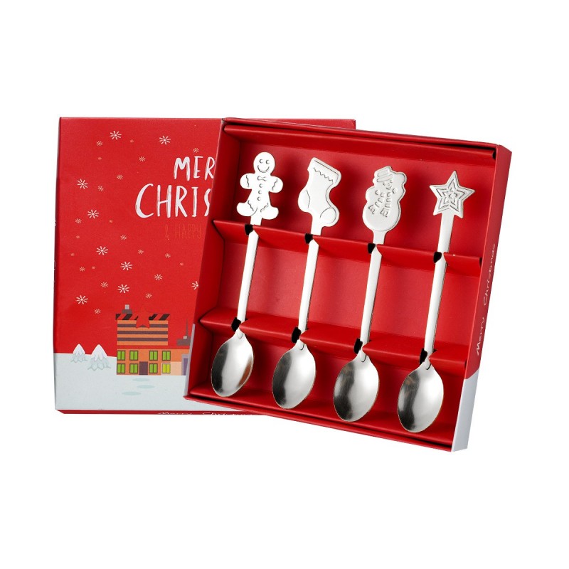 Fancy Christmas Decorations Sustainable 4pcs Tea & Coffee Spoon Set Stainless Steel Handle With Gift Box