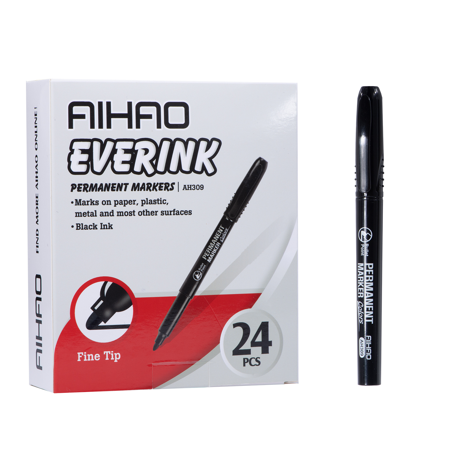 Good Quality Color Box Black Ink Plastic Fine Tip Permanent Marker Pens