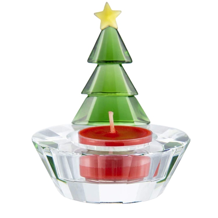 New Crystal Glass Christmas Tree Candle Holder for Christmas Party Decoration