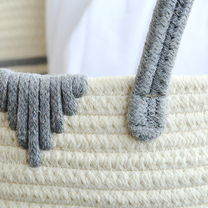 Extra Large Collapsible capacity storage basket Eco-friendly cotton rope wicker storage basket With Handles
