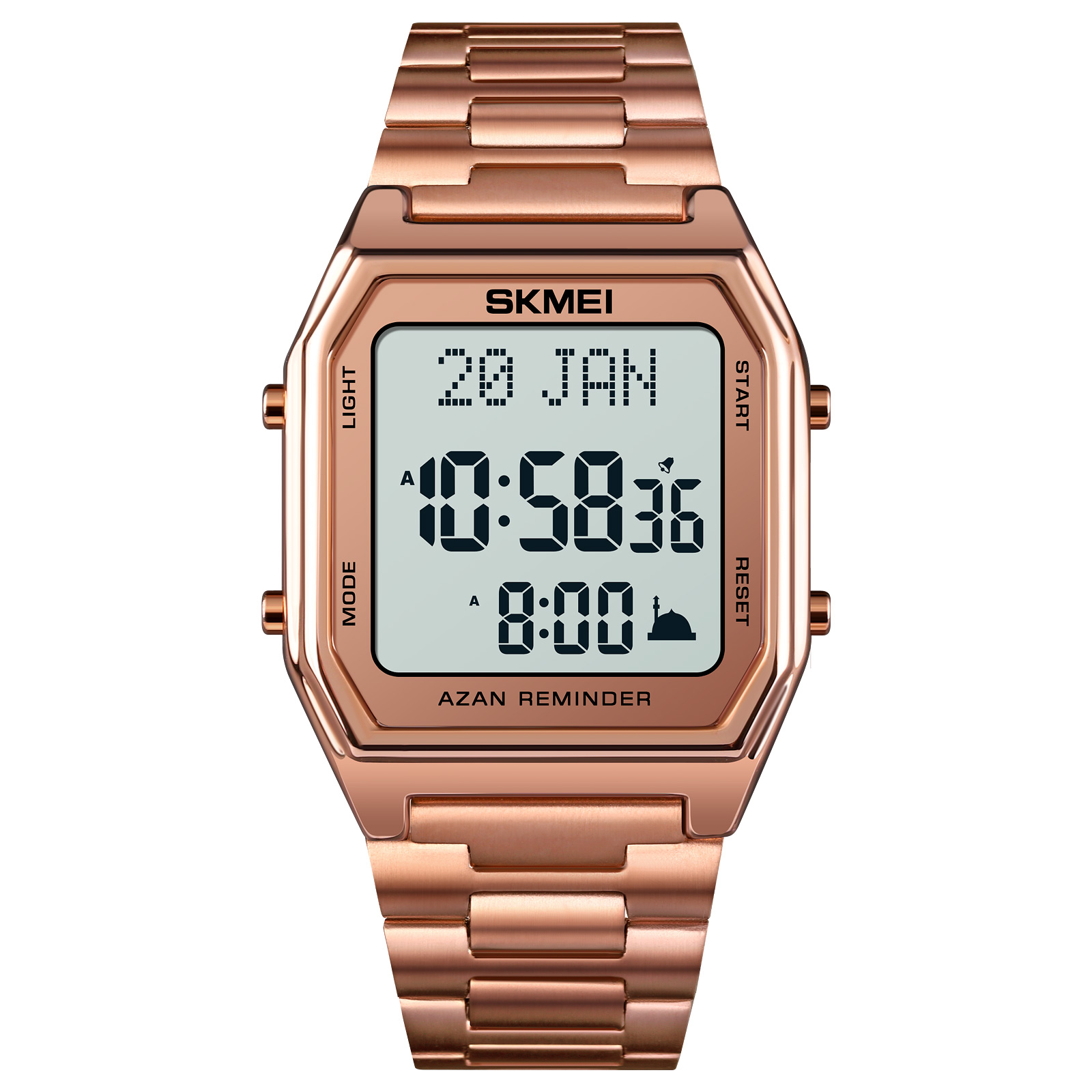 Hot Selling Muslim Watch SKMEI 1763 Stainless Steel Band LED Multifunction Digital Watches For Men