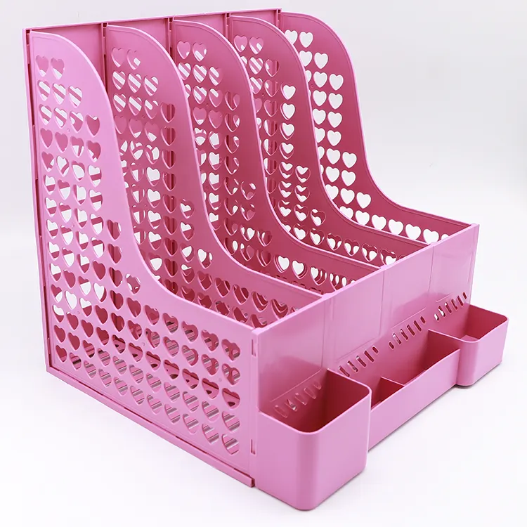 Pp Shelf A4 Desk Organizer Storage Magazine Rack Holder Office With Drawer Paper Four Up Plastic 4 Layer File Tray