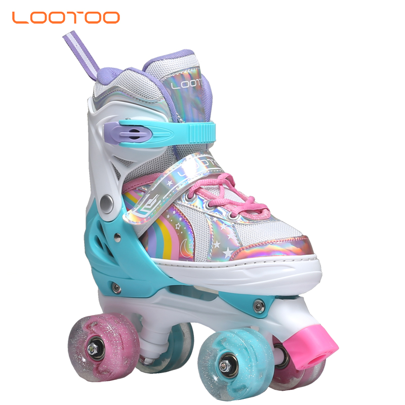 Wholesale Saftey Portable Retractable skating Flooring Rink Four Wheel Flashing Roller Skates Shoes Two-row Bangladesh Prices