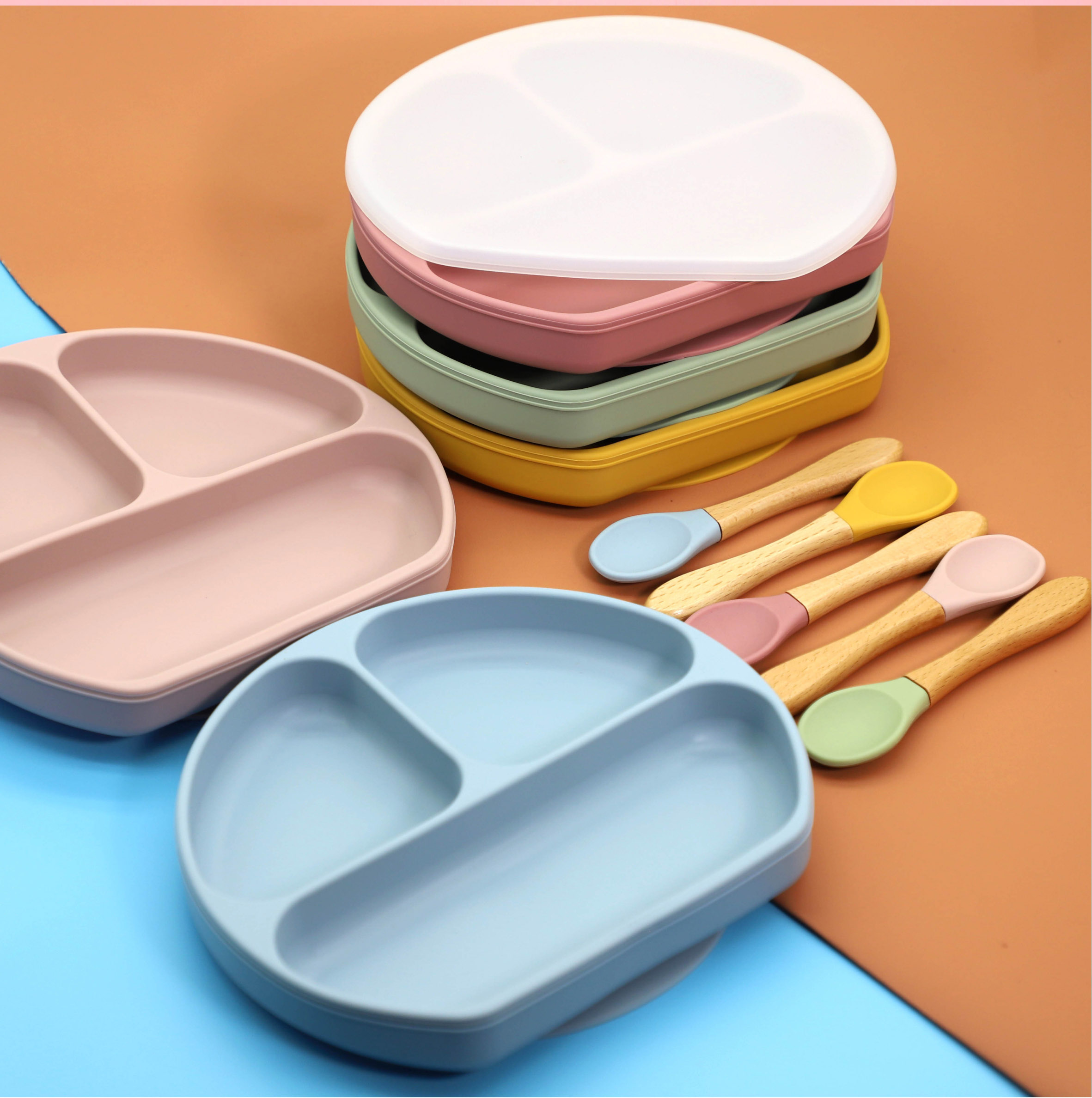 2021bpa бесплатно детская чаша и ложка, блюда, силиконовая посуда, продукт, набор нетоксичной посуды