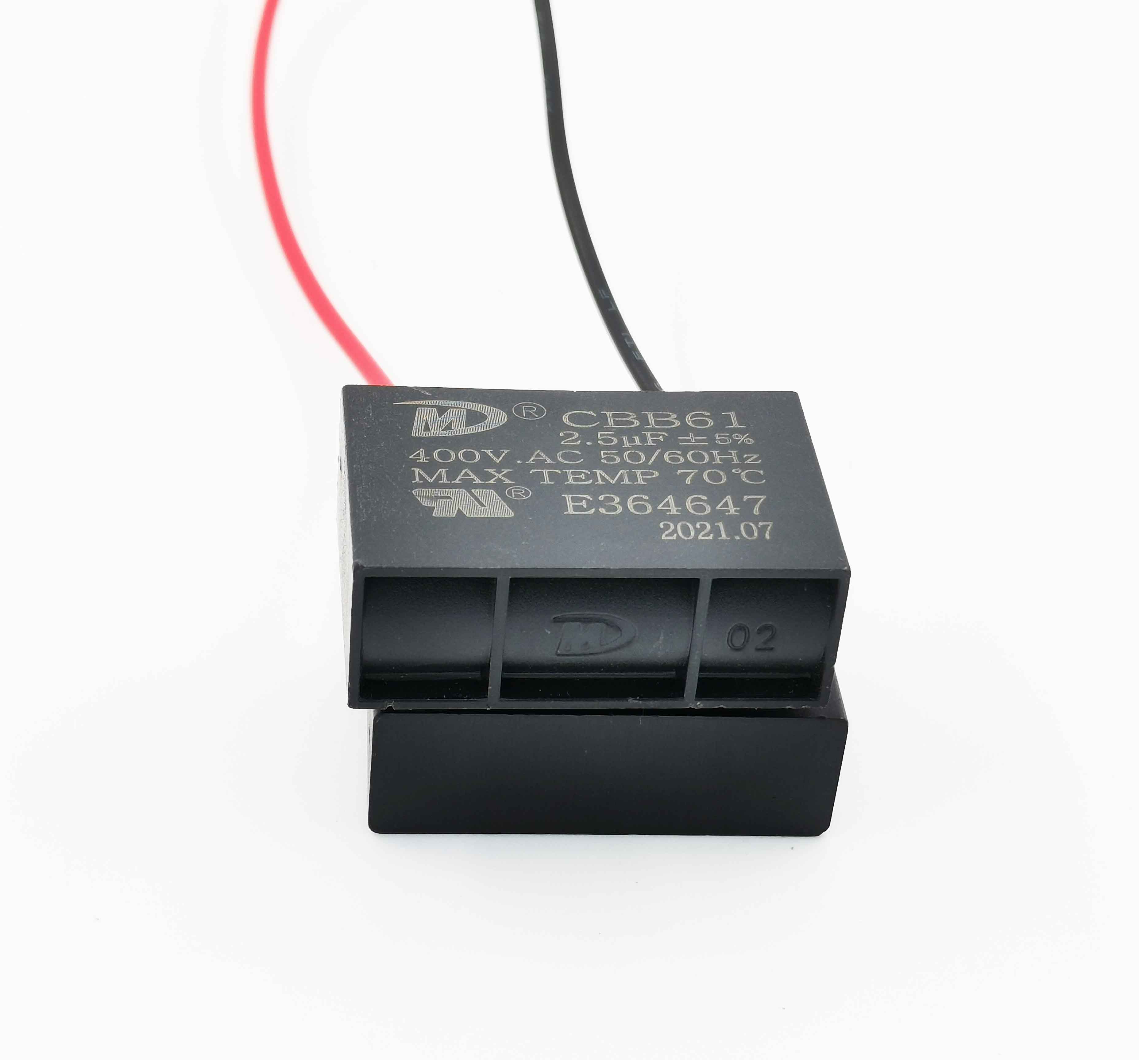 long - term supply and production 12uf 400v CBB61 AC starting film capacitors with wires