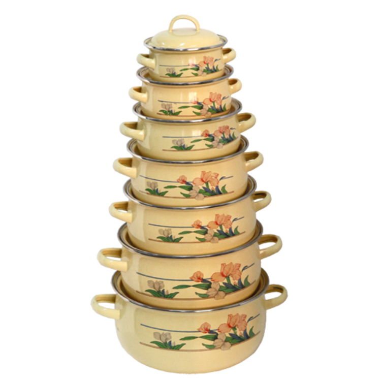 High Quality 7pcs Cookware Enamel Ware Casserole Hot Pot Set with Glass Lid
